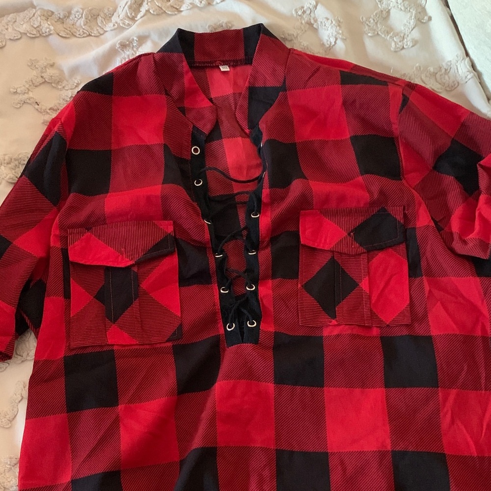 Red and Black Plaid women’s Shirt